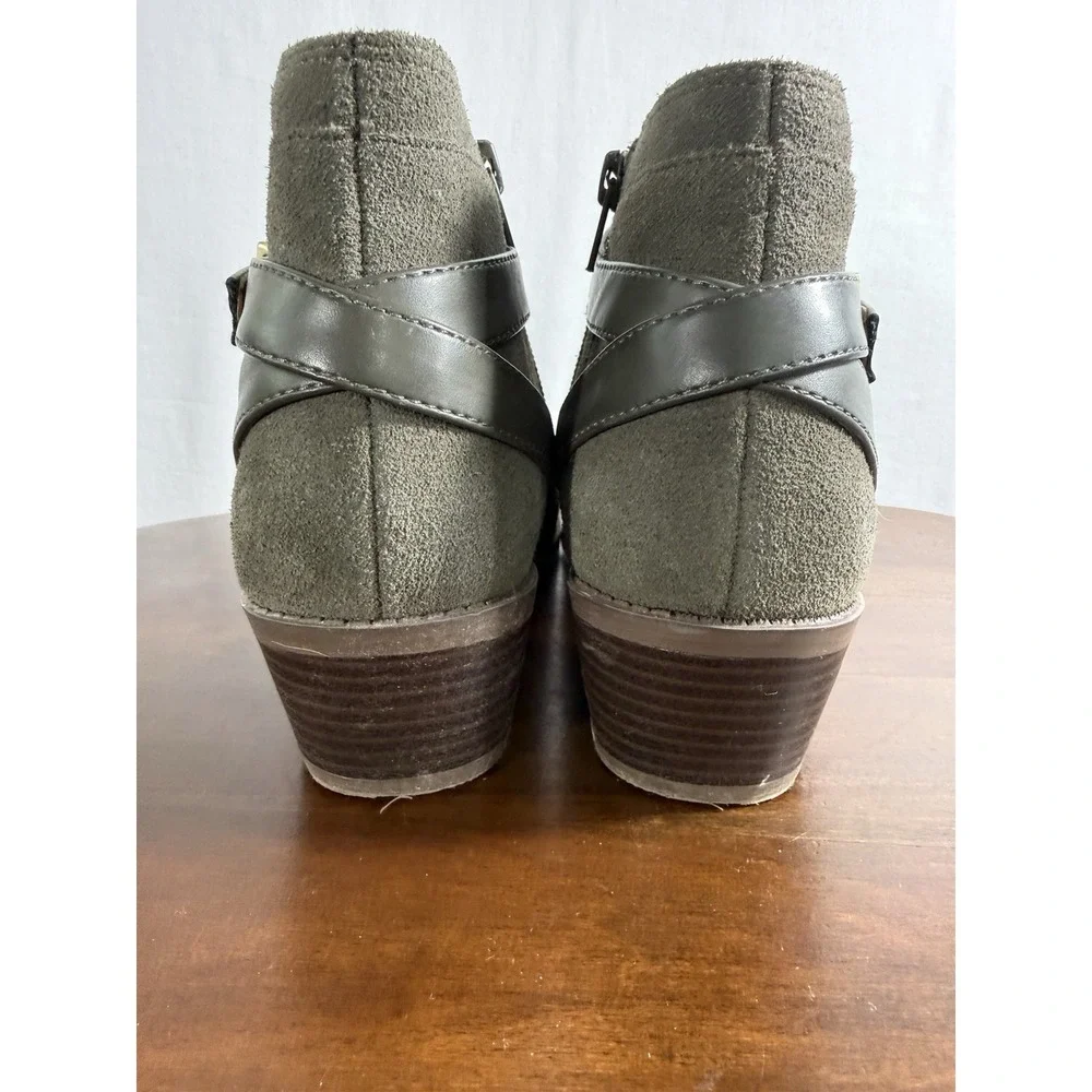 Vionic Women's Farrah Leather Ankle Boots Dark Khaki Suede W7.5 - Picture 5 of 8